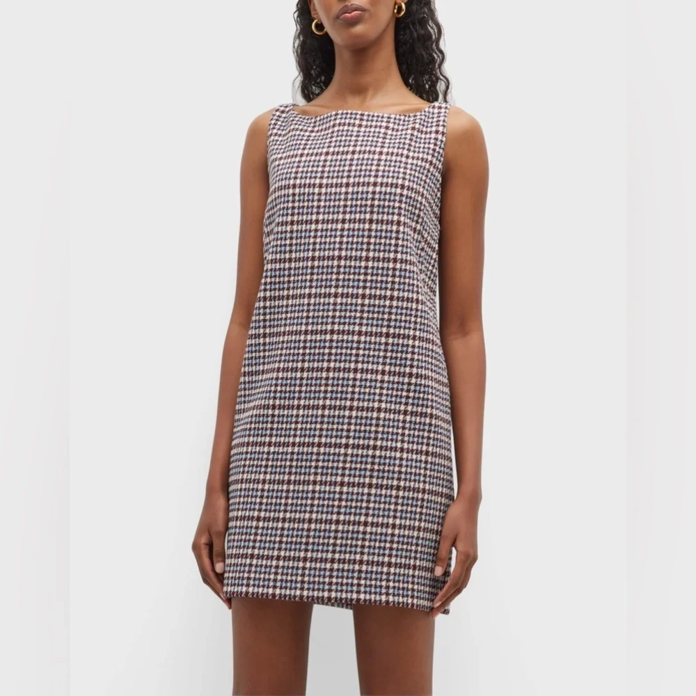 NWT Rebecca Taylor Techy Houndstooth Wool Shift Mini Dress Sheath Sleeveless 2 4 - Picture 6 of 15